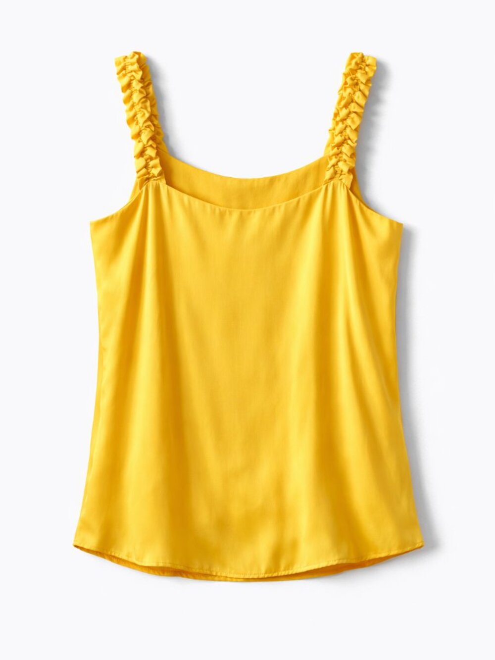 NEW Yellow Gold Silk Tank Blouse Ruffled Shoulders Fully Lined Size Medium NWT - Picture 13 of 13